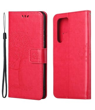 SoFetch Rood Boom Bookcase Hoesje met Polsbandje Samsung Galaxy S24 Ultra