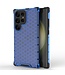 SoFetch Blauw Valbestendig Honingraat Backcover Hoesje voor de Samsung Galaxy S24 Ultra