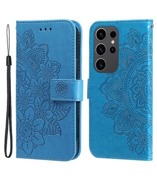 SoFetch Blauw Mandala Bookcase Hoesje met Polsbandje Samsung Galaxy S24 Ultra