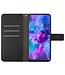 HT06 Zwart Litchee Ruiten Bookcase Hoesje met Polsbandje voor de Samsung Galaxy S24 Ultra