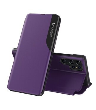 SoFetch Paars Spiegel Modern Bookcase Hoesje Samsung Galaxy S24 Ultra