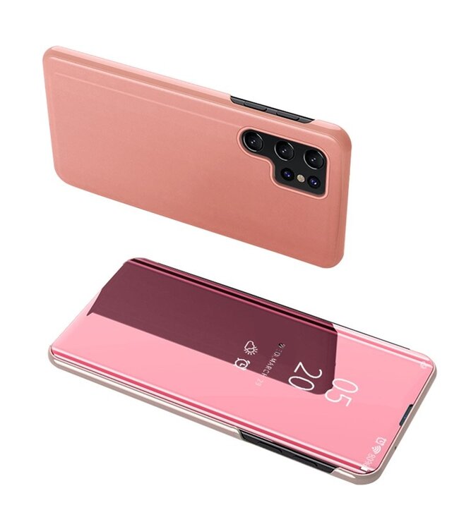 SoFetch Rozegoud Spiegel Elegant Bookcase Hoesje voor de Samsung Galaxy S24 Ultra