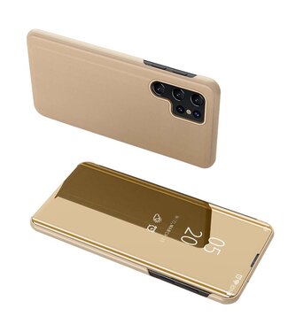 SoFetch Goud Spiegel Elegant Bookcase Hoesje Samsung Galaxy S24 Ultra