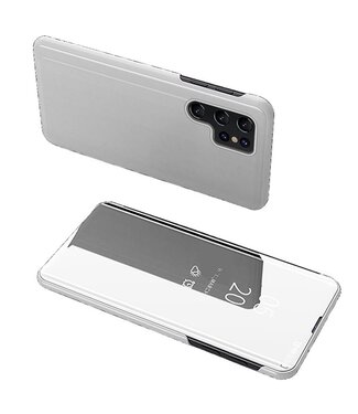 SoFetch Zilver Spiegel Elegant Bookcase Hoesje Samsung Galaxy S24 Ultra