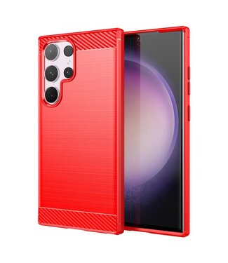 SoFetch Rood Carbon TPU Hoesje Samsung Galaxy S24 Ultra