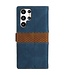 SoFetch Blauw Splitleder Bookcase Hoesje voor de Samsung Galaxy S24 Ultra
