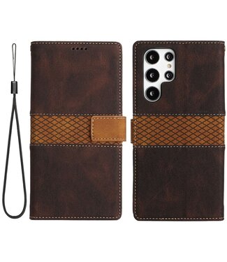 SoFetch Bruin Splitleder Bookcase Hoesje Samsung Galaxy S24 Ultra