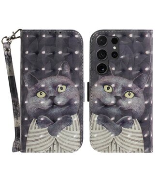 SoFetch Zwarte Kat Bookcase Hoesje Samsung Galaxy S24 Ultra