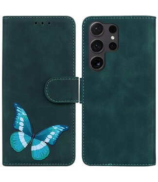 SoFetch Groen Vlinder Bookcase Hoesje Samsung Galaxy S24 Ultra