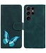 SoFetch Groen Vlinder Bookcase Hoesje voor de Samsung Galaxy S24 Ultra