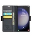 Zwart Litchee Glossy Bookcase Hoesje voor de Samsung Galaxy S24 Ultra