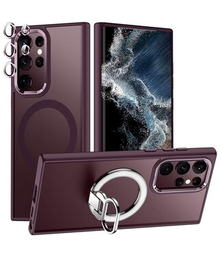 SoFetch Bordeaux Rood Lensbescherming Houder Backcover Hoesje Samsung Galaxy S24 Ultra