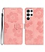 SoFetch Roze Bloemen Bookcase Hoesje voor de Samsung Galaxy S24 Ultra