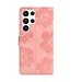SoFetch Roze Bloemen Bookcase Hoesje voor de Samsung Galaxy S24 Ultra