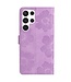 SoFetch Paars Bloemen Bookcase Hoesje voor de Samsung Galaxy S24 Ultra