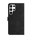 SoFetch Zwart Bloemen Bookcase Hoesje voor de Samsung Galaxy S24 Ultra