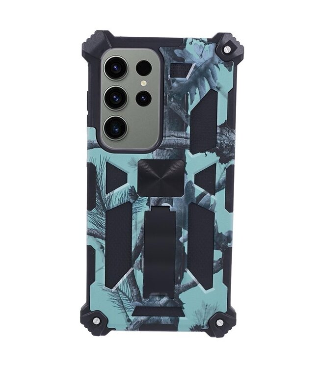 SoFetch Lichtgroen Leger Hybride Hoesje voor de Samsung Galaxy S24 Ultra