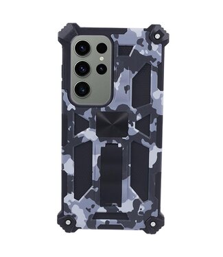 SoFetch Zwart Leger Hybride Hoesje Samsung Galaxy S24 Ultra