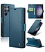Blauw Litchee Glossy Bookcase Hoesje voor de Samsung Galaxy S24 Ultra