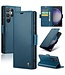 CaseMe Blauw Litchee Glossy Bookcase Hoesje voor de Samsung Galaxy S24 Ultra