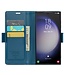 Blauw Litchee Glossy Bookcase Hoesje voor de Samsung Galaxy S24 Ultra