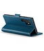 Blauw Litchee Glossy Bookcase Hoesje voor de Samsung Galaxy S24 Ultra