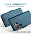 CaseMe Blauw Litchee Glossy Bookcase Hoesje voor de Samsung Galaxy S24 Ultra
