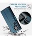 Blauw Litchee Glossy Bookcase Hoesje voor de Samsung Galaxy S24 Ultra