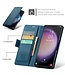 Blauw Litchee Glossy Bookcase Hoesje voor de Samsung Galaxy S24 Ultra
