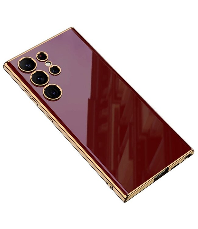 GKK Bordeaux Rood Slim Glossy Hybride Hoesje voor de Samsung Galaxy S24 Ultra