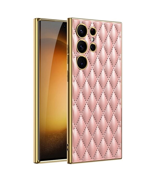 GKK Roze Ruiten Hybride Hoesje voor de Samsung Galaxy S24 Ultra