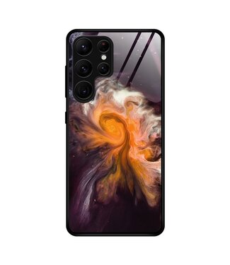 SoFetch Oranje Heelal Marmer Hybride Hoesje Samsung Galaxy S24 Ultra