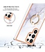YB Wit Ring Houder Marmer TPU Hoesje voor de Samsung Galaxy S24 Ultra