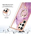 YB Paars Ring Houder Marmer TPU Hoesje voor de Samsung Galaxy S24 Ultra