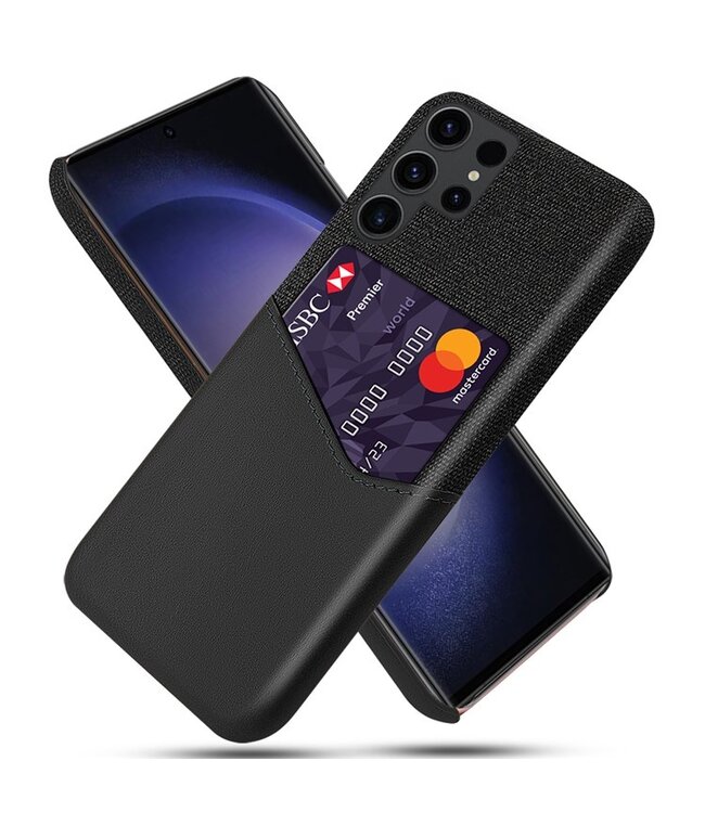SoFetch Zwart Pasjeshouder Stijlvol Hybride Hoesje voor de Samsung Galaxy S24 Ultra