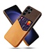 SoFetch Oranje Pasjeshouder Stijlvol Hybride Hoesje voor de Samsung Galaxy S24 Ultra
