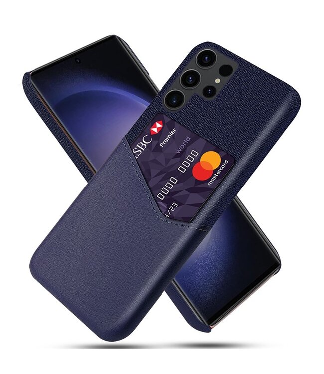 SoFetch Blauw Pasjeshouder Stijlvol Hybride Hoesje voor de Samsung Galaxy S24 Ultra