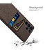 SoFetch Bruin Pasjeshouder Stoffen Hybride Hoesje voor de Samsung Galaxy S24 Ultra
