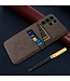 SoFetch Bruin Pasjeshouder Stoffen Hybride Hoesje voor de Samsung Galaxy S24 Ultra