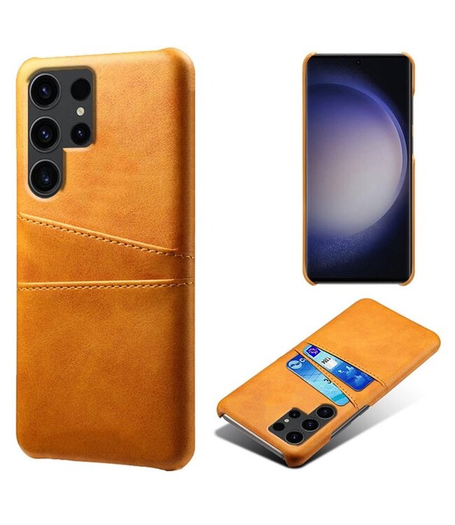 SoFetch Oranje Pasjeshouder Zakelijk Hybride Hoesje voor de Samsung Galaxy S24 Ultra
