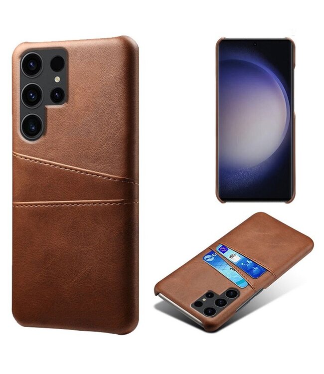 SoFetch Bruin Pasjeshouder Zakelijk Hybride Hoesje voor de Samsung Galaxy S24 Ultra