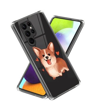 SoFetch Corgi TPU Hoesje met Polsbandje Samsung Galaxy S24 Ultra
