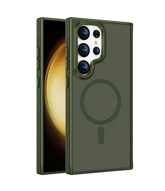 SoFetch Legergroen MagSafe Zacht Hybride Hoesje voor de Samsung Galaxy S24 Ultra