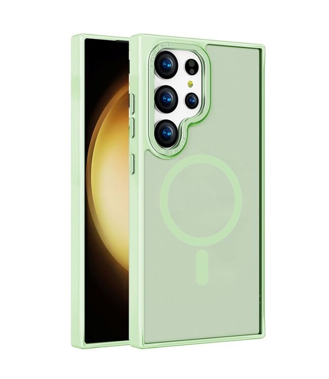 SoFetch Matcha Groen MagSafe Zacht Hybride Hoesje voor de Samsung Galaxy S24 Ultra