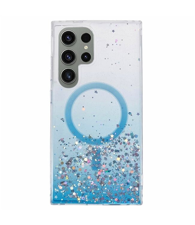 SoFetch Blauw Slim Glitters Hybride voor de Samsung Galaxy S24 Ultra