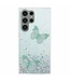 SoFetch Groen Vlinders Glitters Hybride Hoesje voor de Samsung Galaxy S24 Ultra