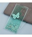 SoFetch Groen Vlinders Glitters Hybride Hoesje voor de Samsung Galaxy S24 Ultra