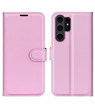 SoFetch Roze Litchee Bookcase Hoesje Samsung Galaxy S24 Ultra
