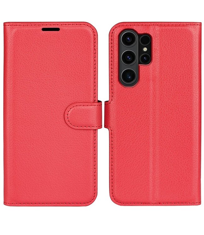 SoFetch Rood Litchee Bookcase Hoesje voor de Samsung Galaxy S24 Ultra