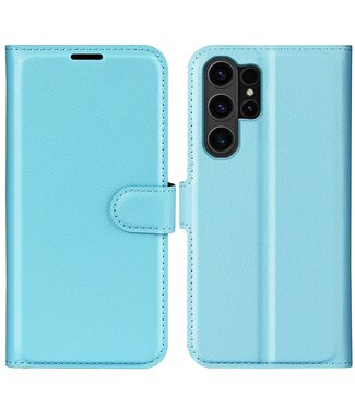 SoFetch Blauw Litchee Bookcase Hoesje Samsung Galaxy S24 Ultra